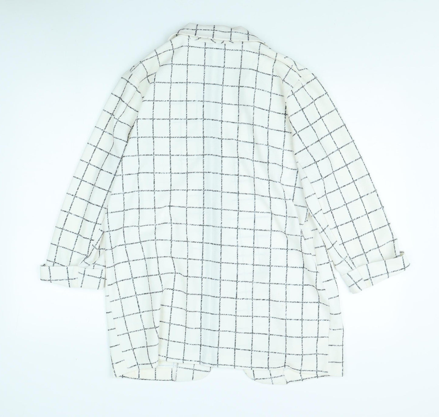 M&Co Women's White Checked Coat Size 12