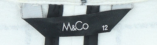 M&Co Women's White Checked Coat Size 12