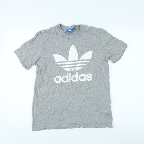 Adidas Grey Unisex T-Shirt Short Sleeve Cotton S
