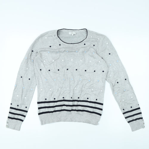 CC Women's Grey Polka Dot Pullover Jumper Size S