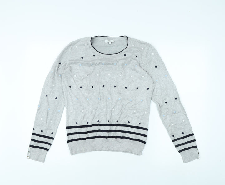 CC Women's Grey Polka Dot Pullover Jumper Size S