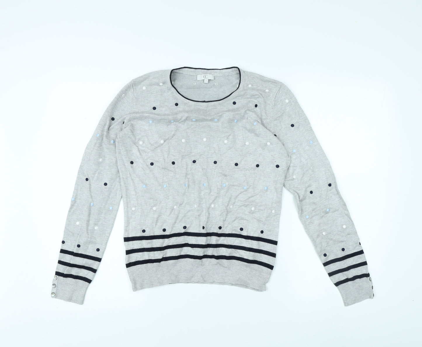 CC Women's Grey Polka Dot Pullover Jumper Size S