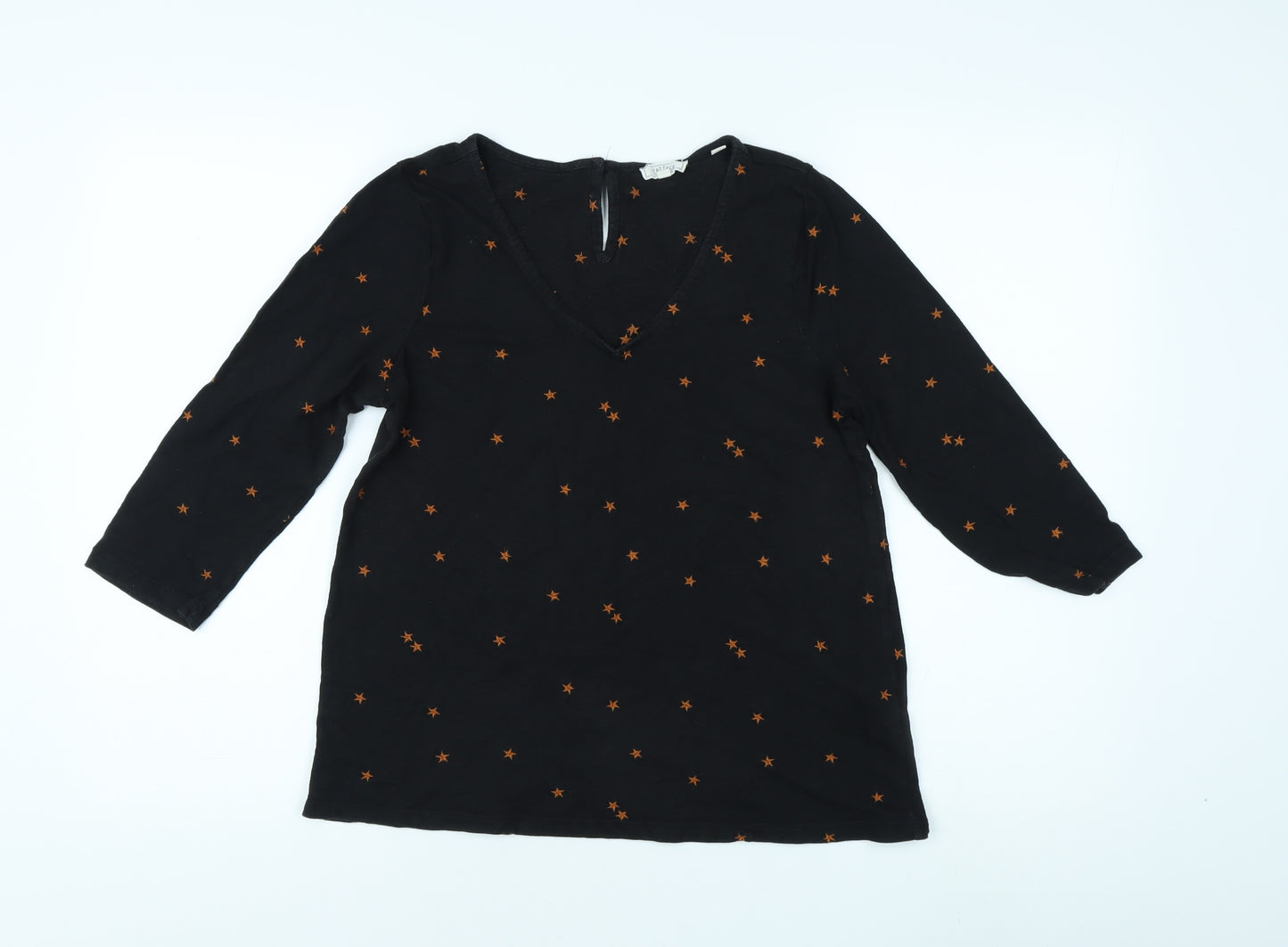 Fat Face Women's Black Blouse Size 10 V-Neck Casual