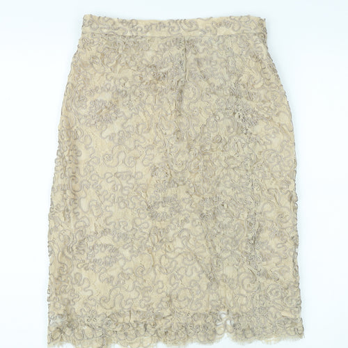 Paddy Campbell Women's Beige Lace Pencil Skirt, Size 12
