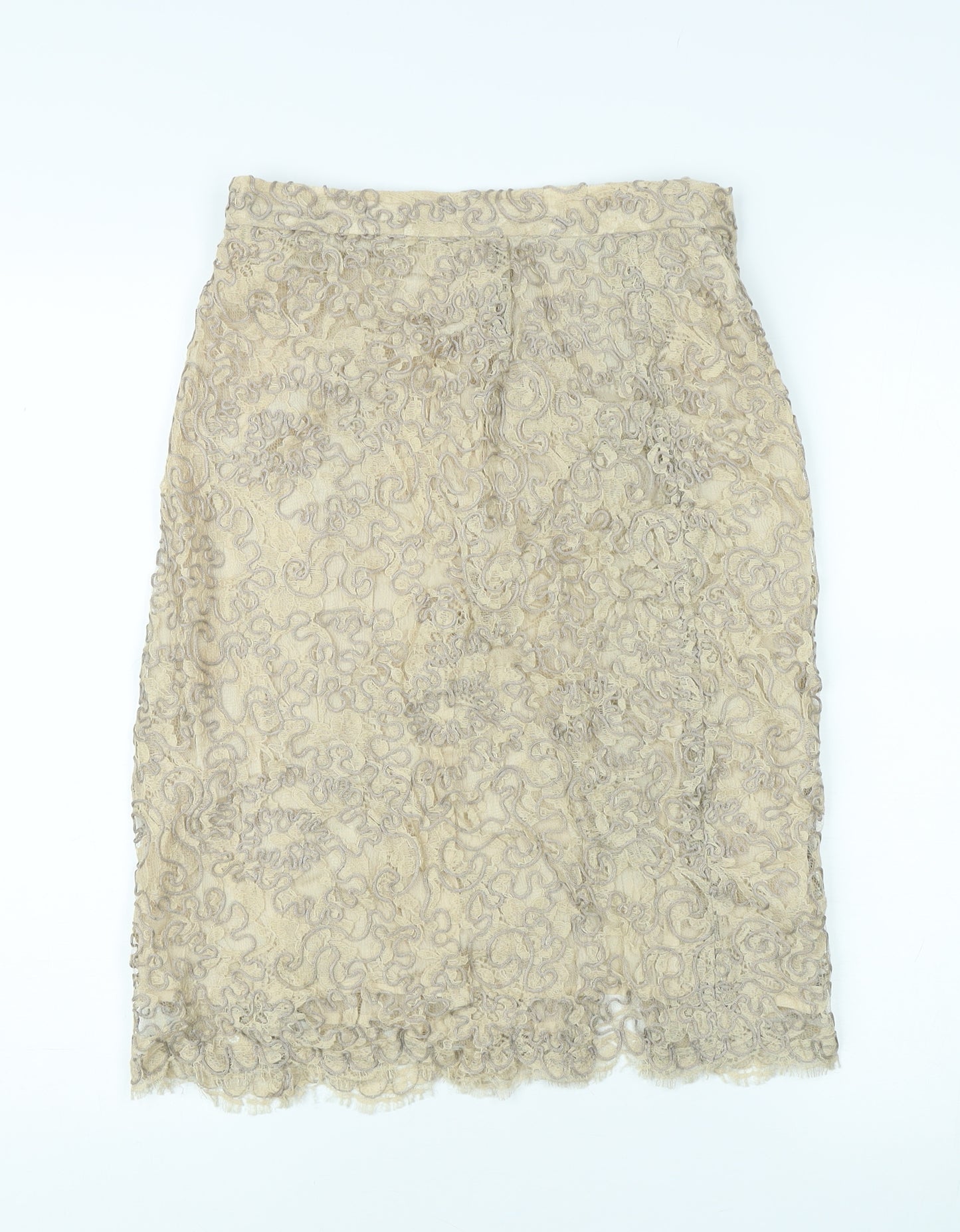 Paddy Campbell Women's Beige Lace Pencil Skirt, Size 12