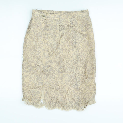 Paddy Campbell Women's Beige Lace Pencil Skirt, Size 12