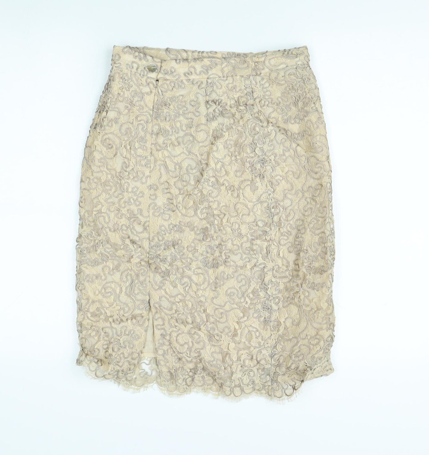 Paddy Campbell Women's Beige Lace Pencil Skirt, Size 12