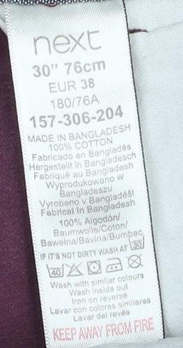 Next Men's Purple Chino Shorts, Size 30, Cotton