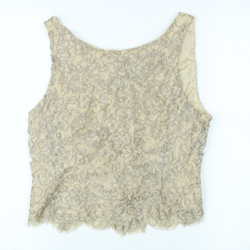 Paddy Campbell Women's Beige Lace Sleeveless Top Size 12
