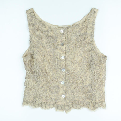 Paddy Campbell Women's Beige Lace Sleeveless Top Size 12