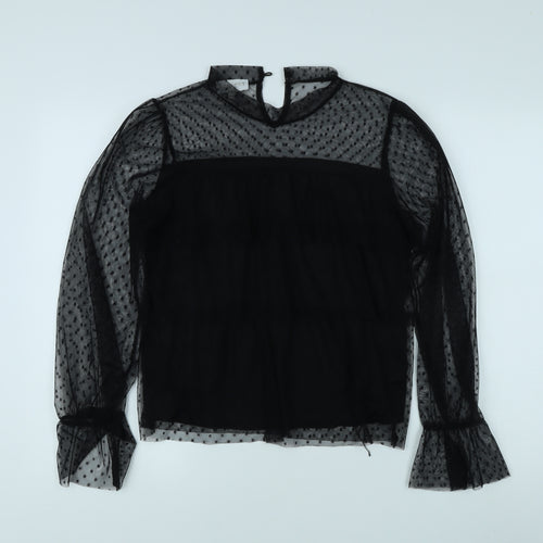 Apricot Women's Black Sheer Blouse M/L Party Elegant
