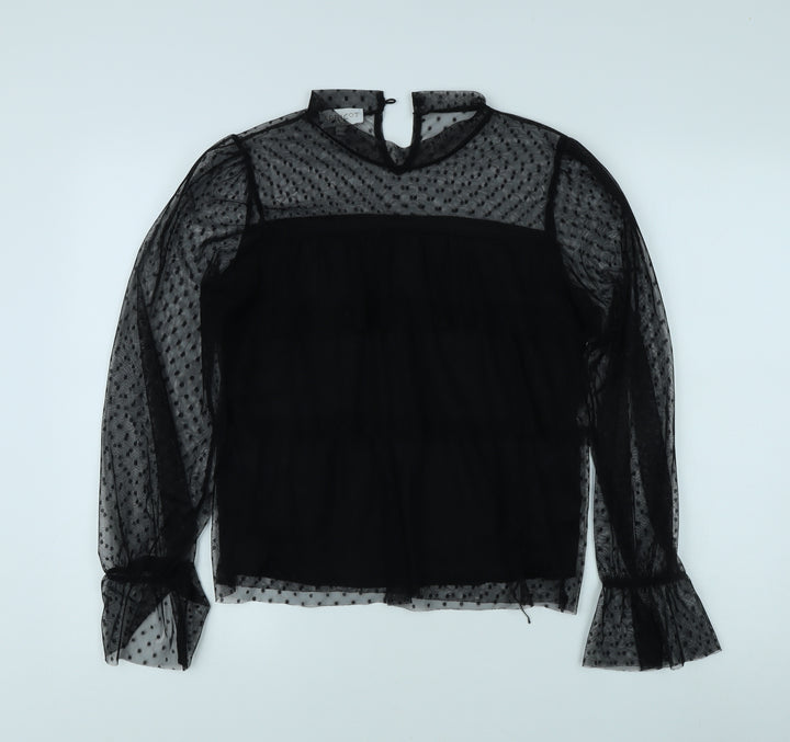 Apricot Women's Black Sheer Blouse M/L Party Elegant