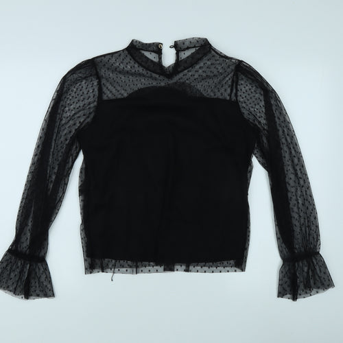 Apricot Women's Black Sheer Blouse M/L Party Elegant