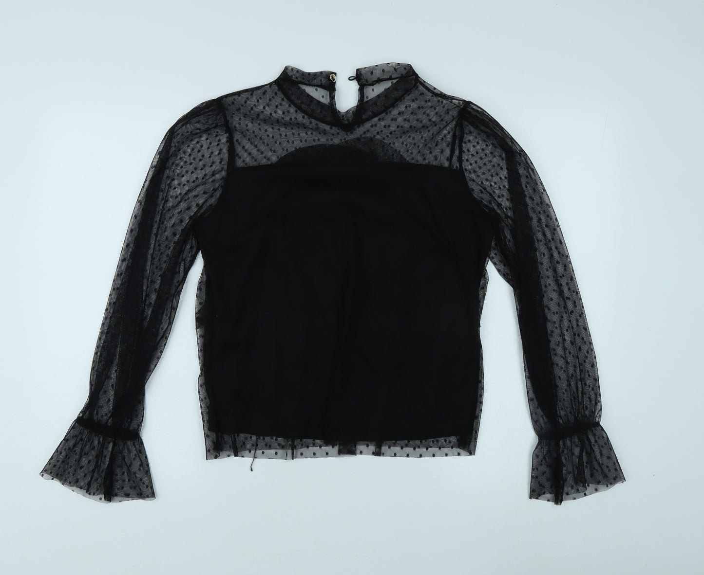 Apricot Women's Black Sheer Blouse M/L Party Elegant