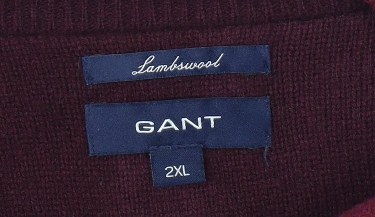 GANT Men's 2XL Red Wool Pullover Jumper