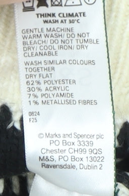 Marks and Spencer Women's Ivory & Black Striped Jumper - M