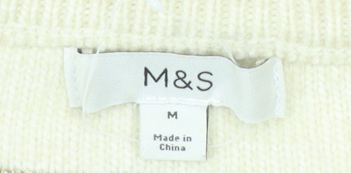 Marks and Spencer Women's Ivory & Black Striped Jumper - M