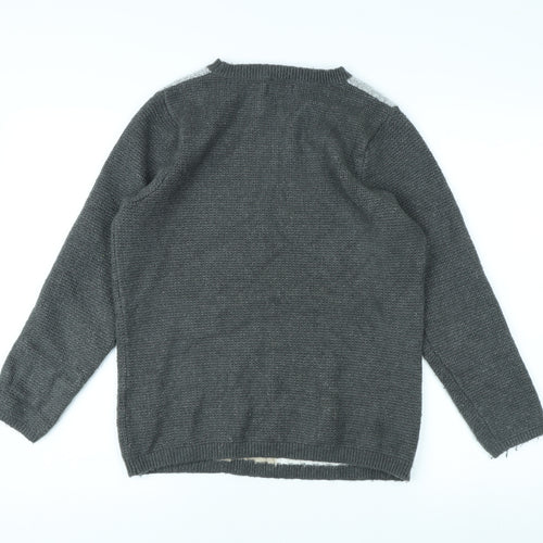 Cotton Traders Unisex Grey Cable-Knit Pullover Jumper Size 12