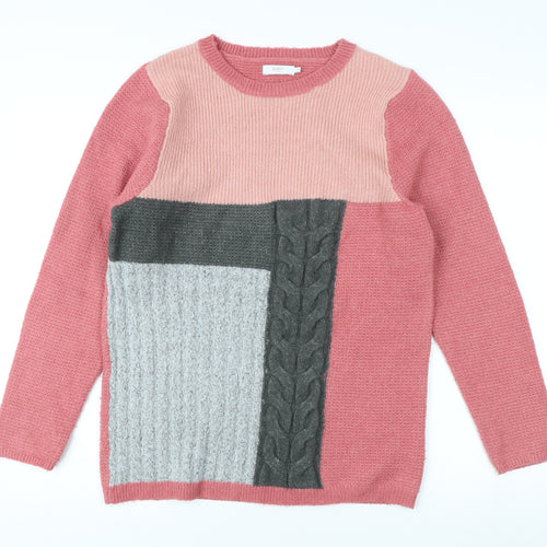 Cotton Traders Women's Pink Cable-Knit Pullover Jumper Size 12