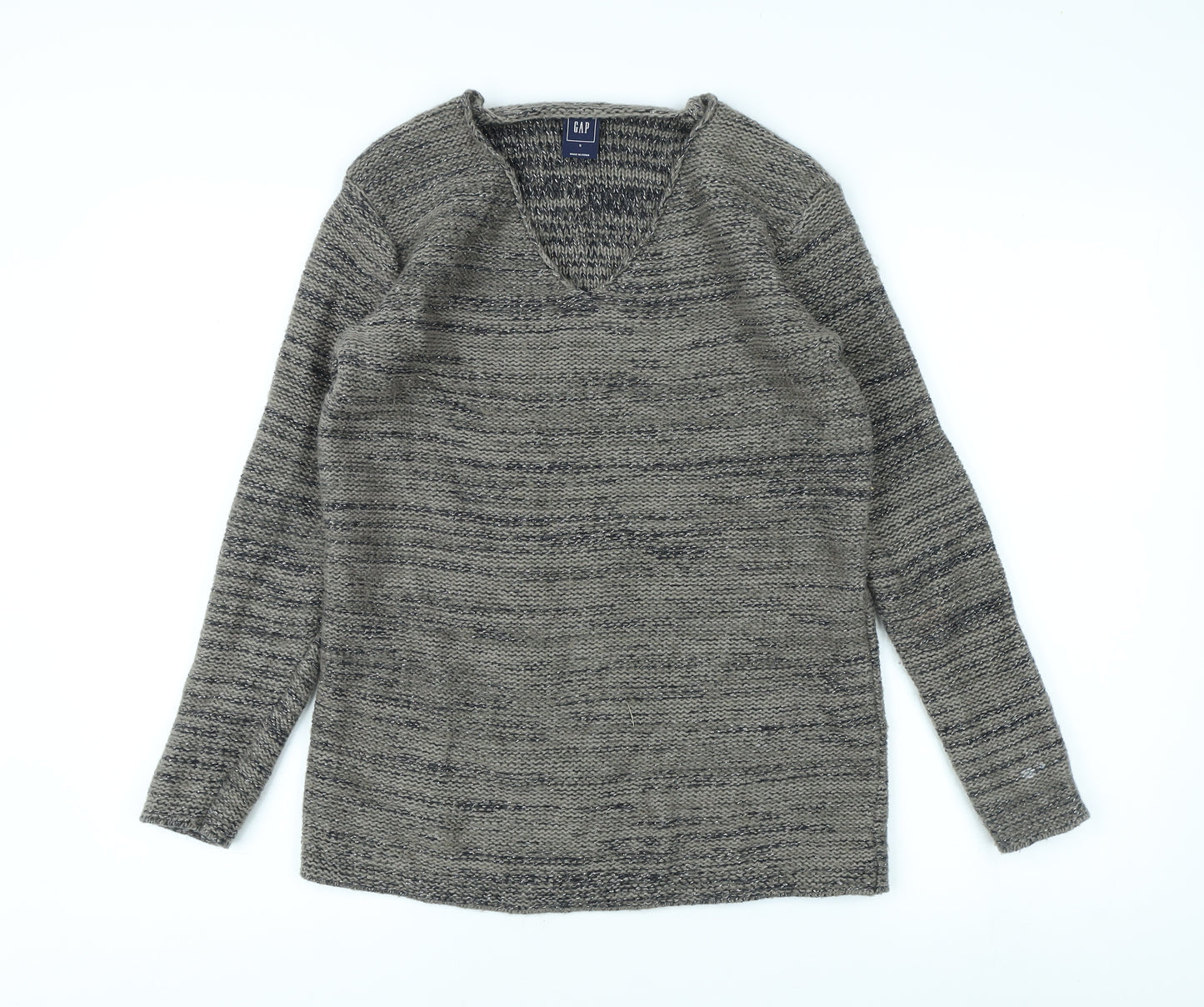 Gap Women's Grey Pullover Jumper, V-Neck, Size S