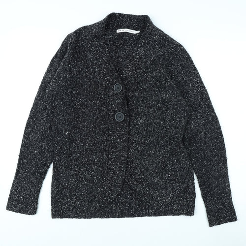 EWM Women's Black Chunky Knit Cardigan Size 14
