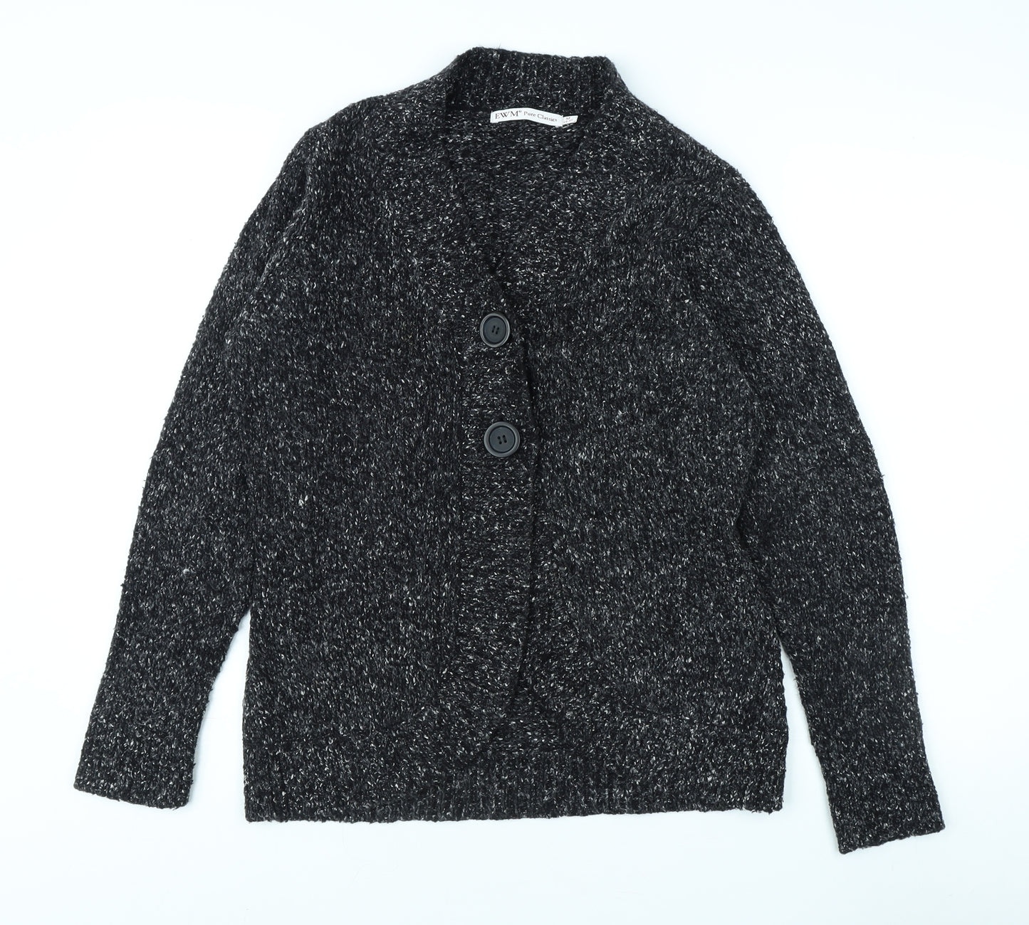 EWM Women's Black Chunky Knit Cardigan Size 14