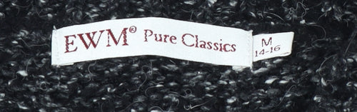 EWM Women's Black Chunky Knit Cardigan Size 14