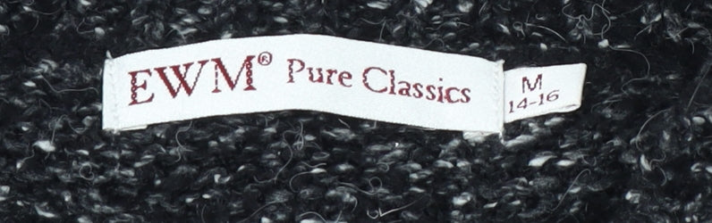 EWM Women's Black Chunky Knit Cardigan Size 14