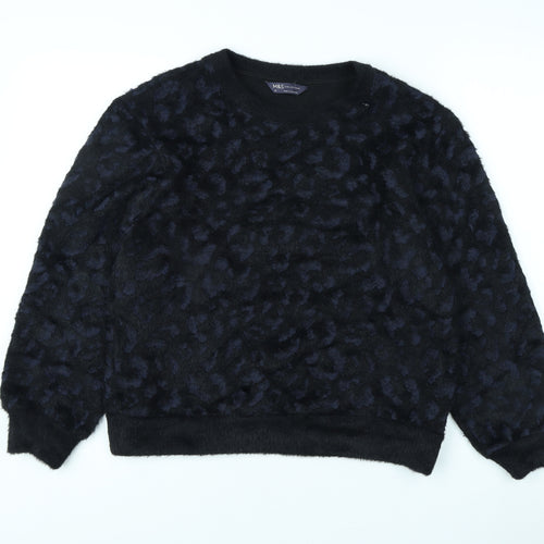 Marks and Spencer Women's Black Animal Print Pullover Jumper XS