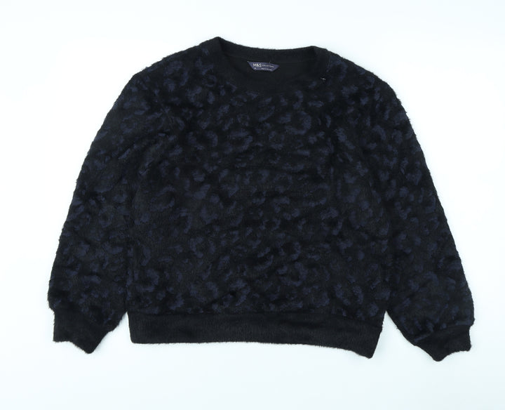 Marks and Spencer Women's Black Animal Print Pullover Jumper XS