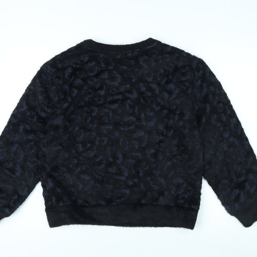 Marks and Spencer Women's Black Animal Print Pullover Jumper XS