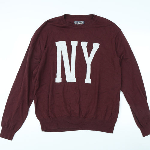 Red Herring Men’s Red Pullover Jumper 2XL NY Graphic