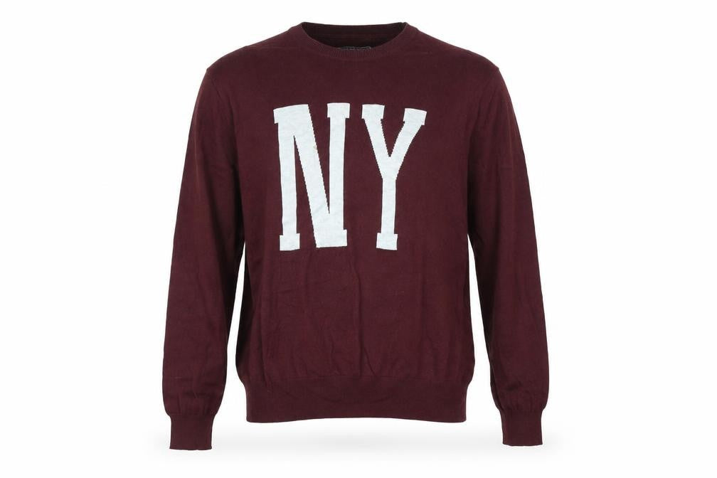 Front view of Red Herring Men’s Red jumper 2XL NY Graphic