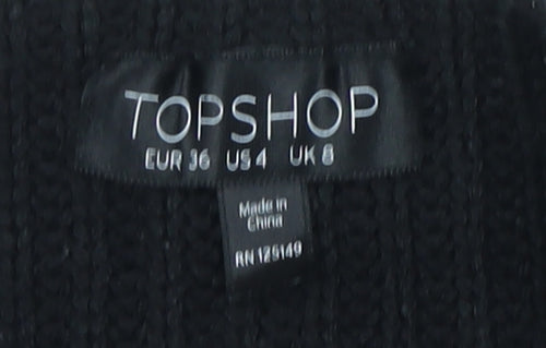 Topshop Women's Black High Neck Pullover Jumper Size 8