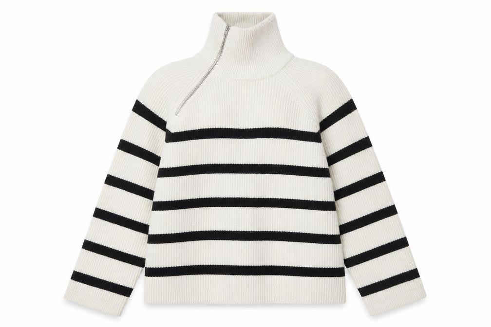 Front view of Zara Women's Beige Striped jumper M