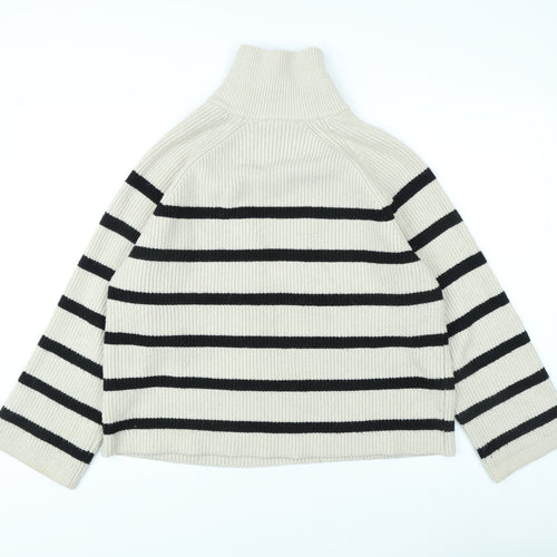Zara Women's Beige Striped Pullover Jumper M