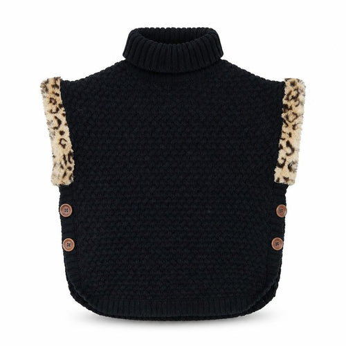 Aspen Girls Black Roll Neck Vest, 11-12 Years, Animal Print