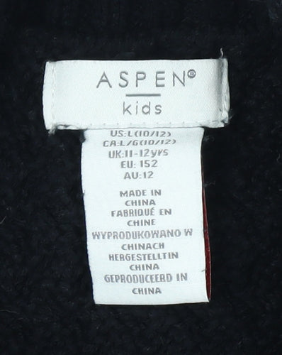 Aspen Girls Black Roll Neck Vest, 11-12 Years, Animal Print