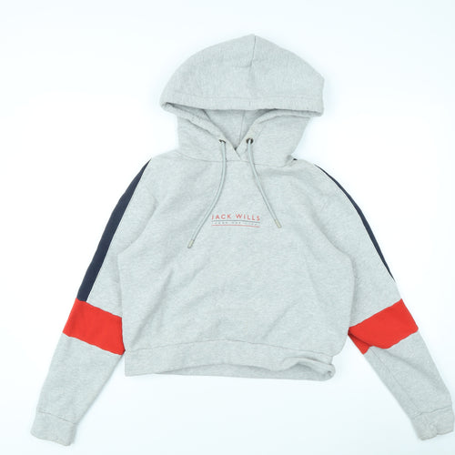 Jack Wills Women's Grey Colourblock Hoodie Size 10