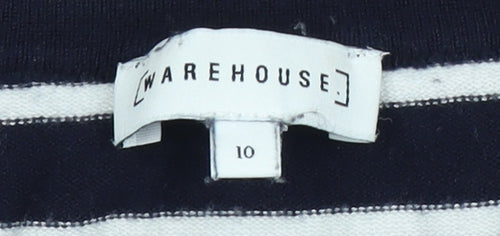 Warehouse Women's Black Striped Pullover Jumper, Size 10