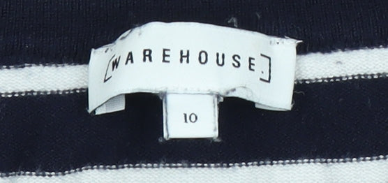 Warehouse Women's Black Striped Pullover Jumper, Size 10