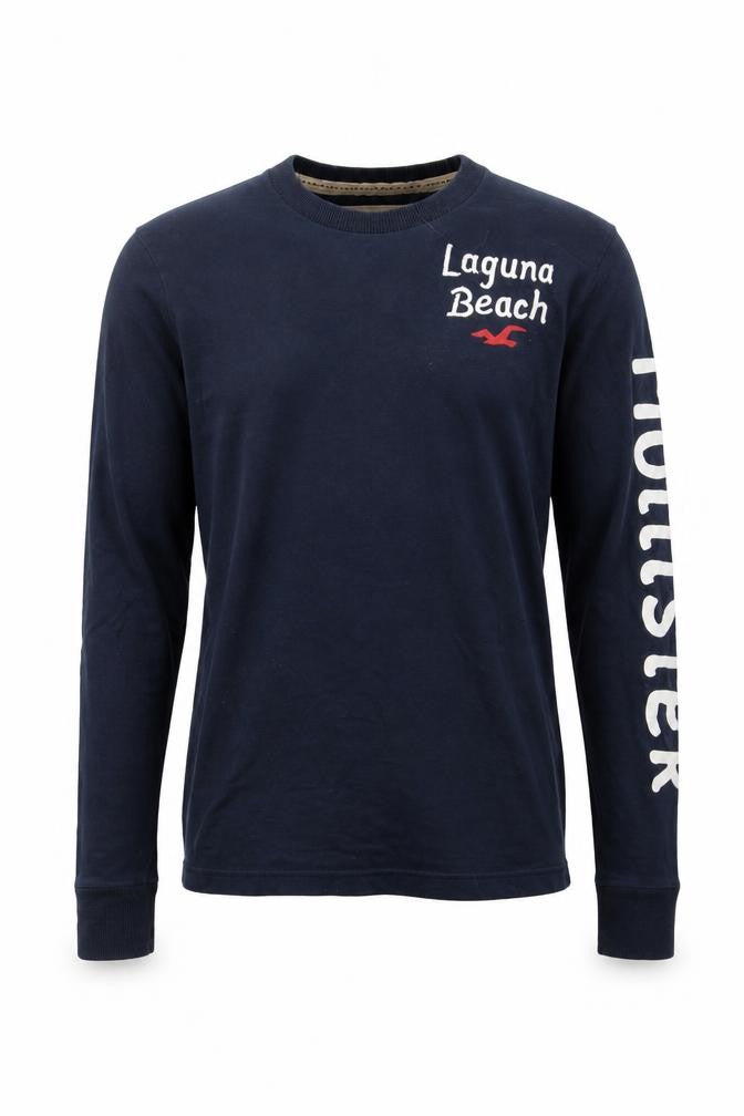 Front view of Hollister Men's Blue S Pullover Sweatshirt Logo