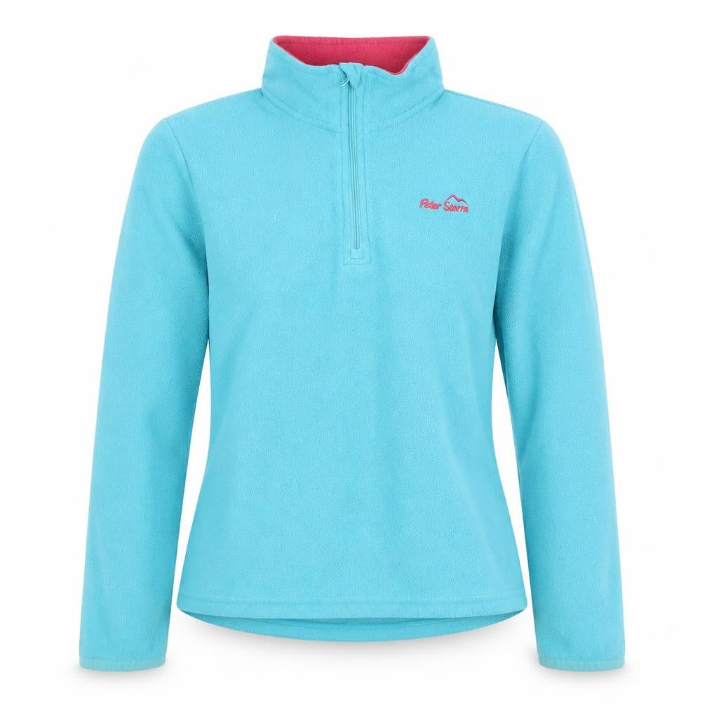 Front view of Peter Storm girls’ blue pullover fleece sweatshirt 11 years