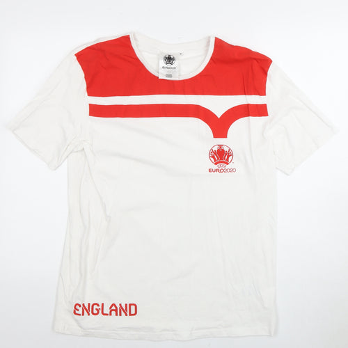 Euro 2020 Men's White M T-Shirt with Red Logo