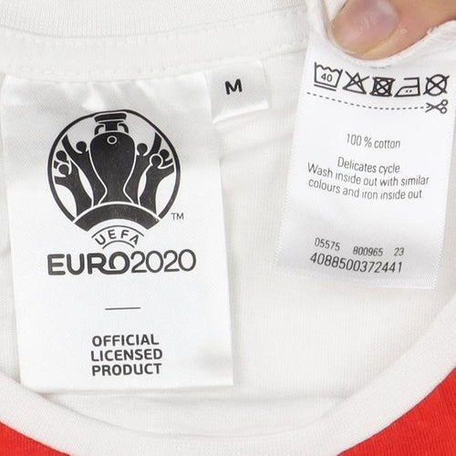 Euro 2020 Men's White M T-Shirt with Red Logo