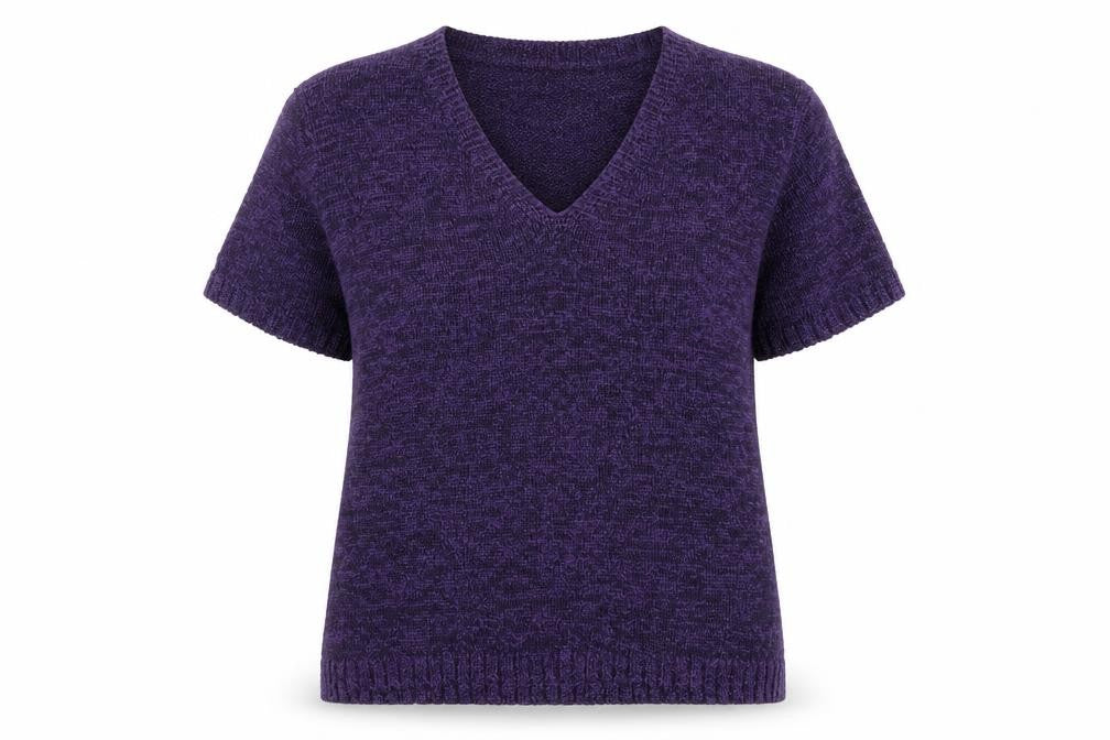 Front view of Alexon Women's Purple Short Sleeve jumper UK 14