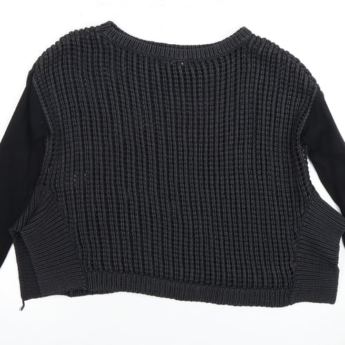Karen Millen Women's Black Chunky-Knit Pullover Size 4