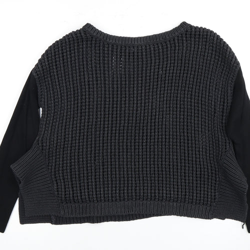Karen Millen Women's Black Chunky-Knit Pullover Size 4