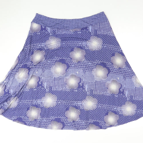 White Stuff Women's Blue Geometric Skirt, Size 12