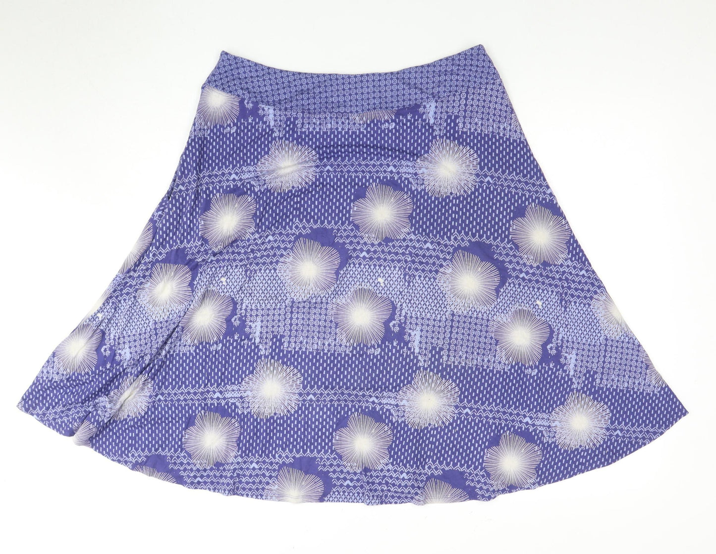 White Stuff Women's Blue Geometric Skirt, Size 12
